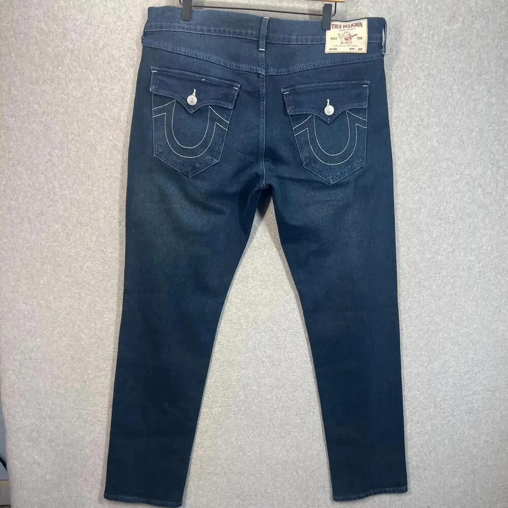 True Religion Rocco Jeans Navy Blue‎ Skinny/Slim Fit Stretch NWOT W36 L23
